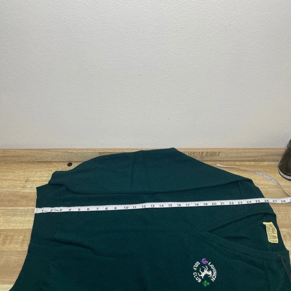 Glen Abbey Lambswool V-Neck Sweater Green Lahinch Golf Club Ireland Men 40 Large